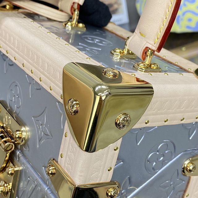 Louis vuitton original calfskin box trunk M10115 silver&beige