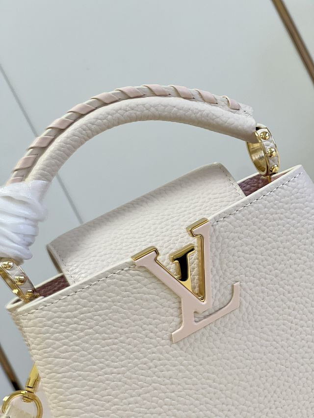 Louis vuitton original calfskin capucines mini handbag M21129 white