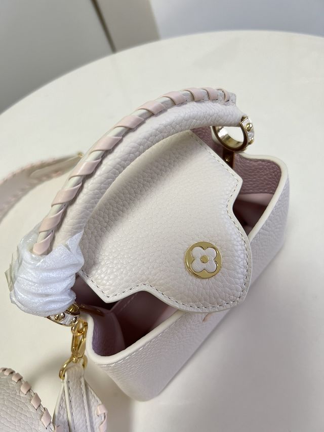 Louis vuitton original calfskin capucines mini handbag M21129 white