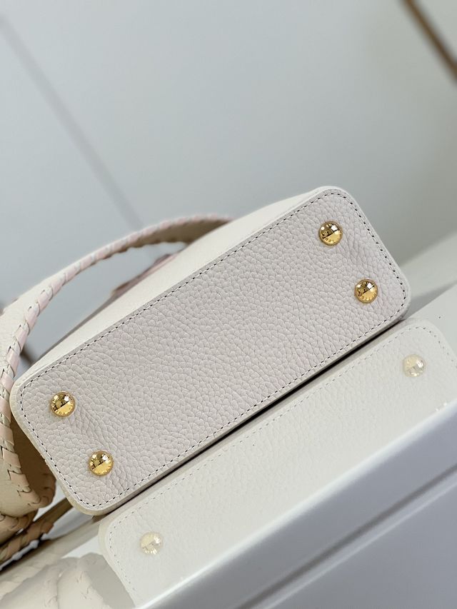 Louis vuitton original calfskin capucines mini handbag M21129 white