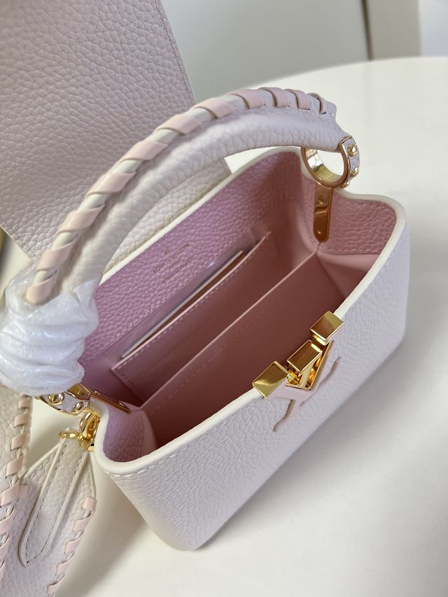 Louis vuitton original calfskin capucines mini handbag M21129 white