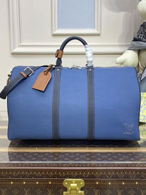 Louis vuitton original calfskin keepall 50 M21377 blue