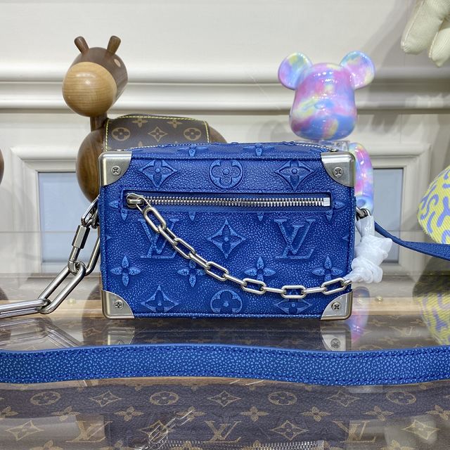 Louis vuitton original calfskin mini soft trunk M21368 blue