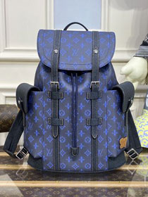 Louis vuitton original canvas christopher backpack mm M46338 blue