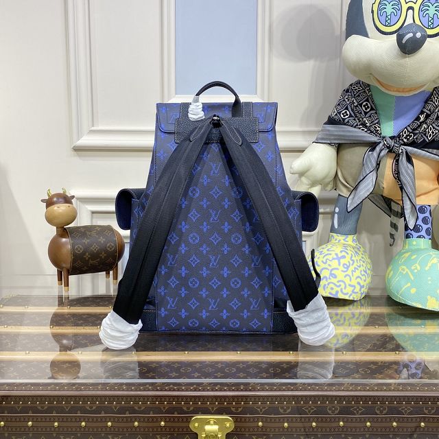 Louis vuitton original canvas christopher backpack gm M46338 blue