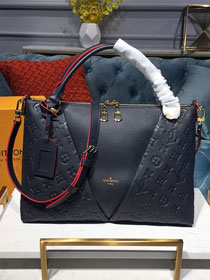 Louis vuitton original monogram calfskin V tote handbag M44397 navy blue