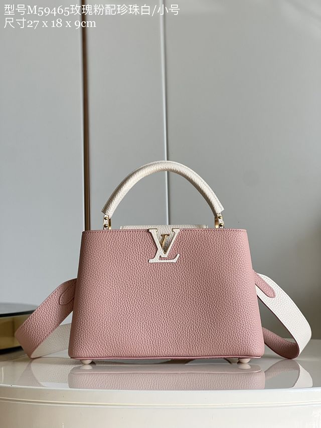 Louis vuitton original calfskin capucines BB handbag M58671 pink&white