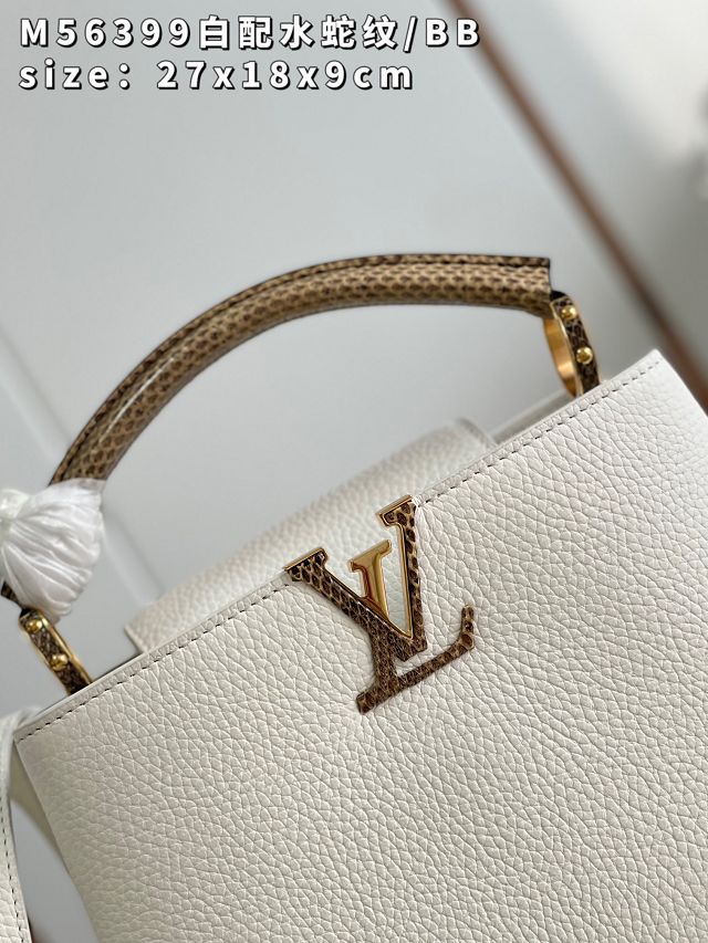 Louis vuitton original calfskin capucines BB handbag M92668 white