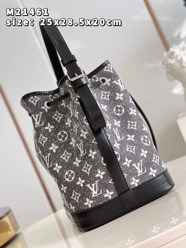 2023 Louis vuitton original denim neonoe bag M21461 grey