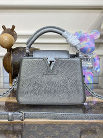 Louis vuitton original calfskin capucines mini handbag M21101 dark grey