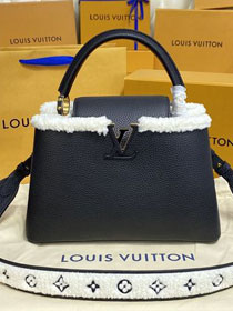 Louis vuitton original calfskin capucines mm handbag M59073 black