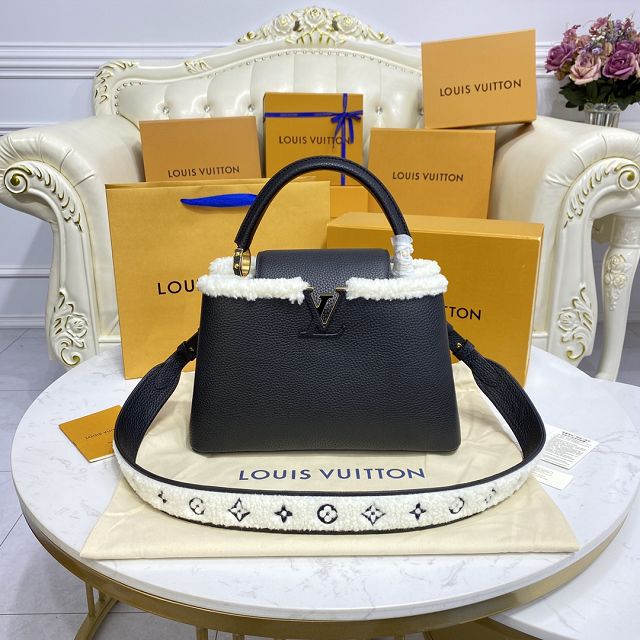 Louis vuitton original calfskin capucines mm handbag M59073 black