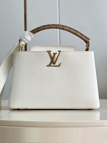 Louis vuitton original calfskin capucines mm handbag M59466 white