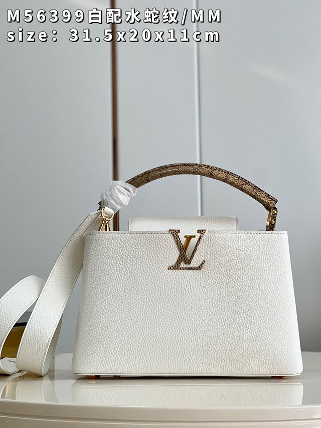 Louis vuitton original calfskin capucines mm handbag M59466 white