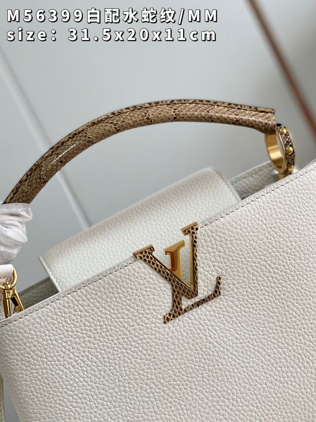 Louis vuitton original calfskin capucines mm handbag M59466 white