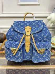 Louis vuitton original monogram denim large backpack M95056 blue