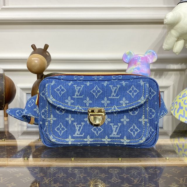 Louis vuitton original monogram denim waist bag M44466 blue