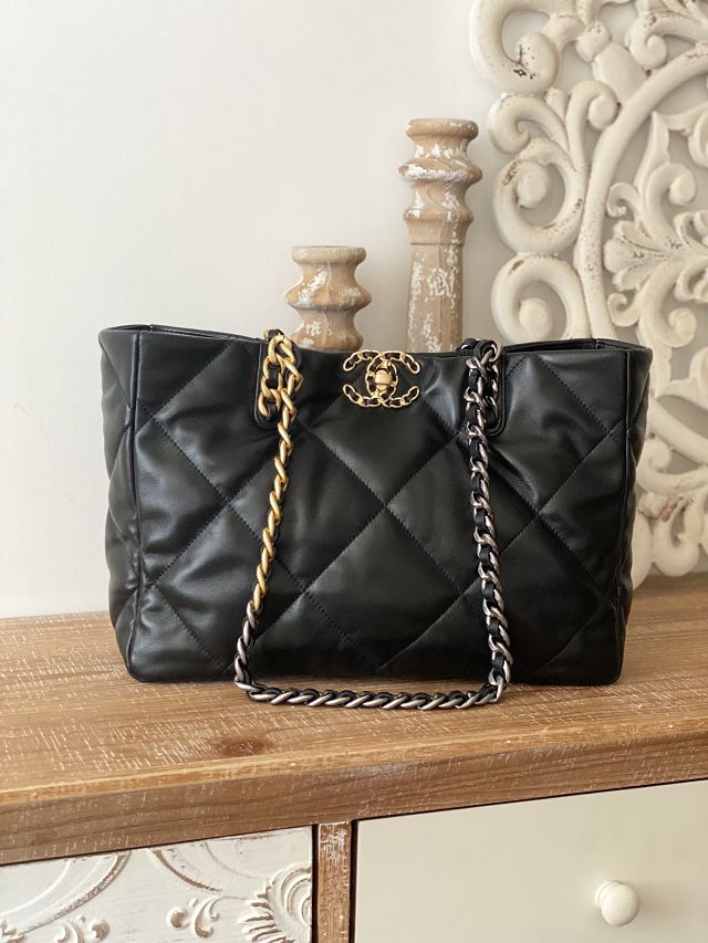 CC original lambskin 19 shopping bag AS3660 black