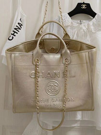 CC original calfskin large shopping bag A66941 light gold