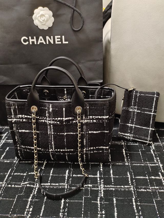 CC original tweed small shopping bag AS3257 black