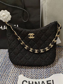 2023 CC original tweed large hobo handbag AS3631 black