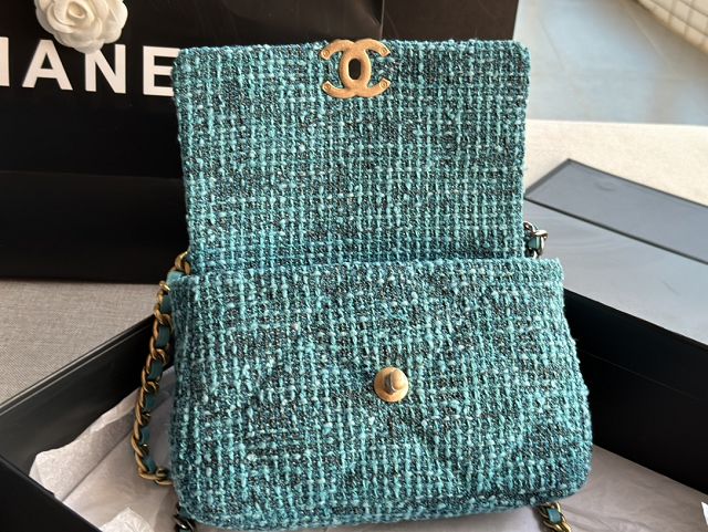 CC original tweed 19 small flap bag AS1160 blue