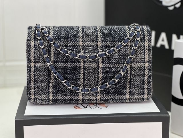 CC original tweed medium flap bag A01112 navy blue&white