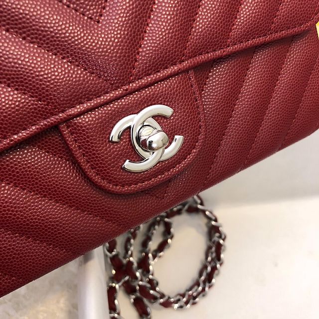 CC original grained calfskin mini flap bag A69900-3 bordeaux