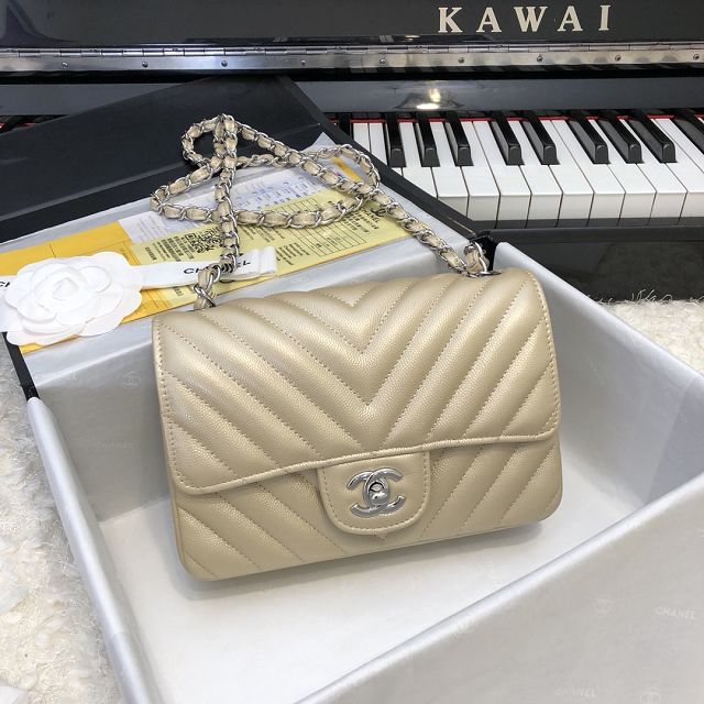 CC original grained calfskin mini flap bag A69900-3 gold