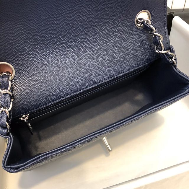 CC original grained calfskin mini flap bag A69900-3 navy blue