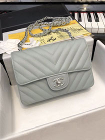 CC original grained calfskin mini flap bag A69900-3 silver