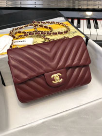 CC original lambskin leather mini flap bag A69900-4 bordeaux