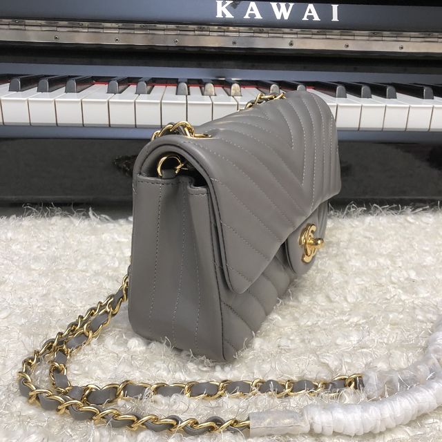 CC original lambskin leather mini flap bag A69900-4 grey