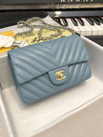 CC original lambskin leather mini flap bag A69900-4 light blue