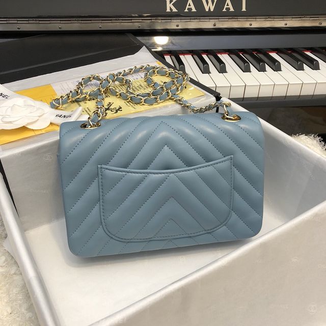 CC original lambskin leather mini flap bag A69900-4 light blue