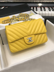 CC original lambskin leather mini flap bag A69900-4 yellow