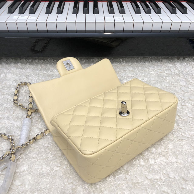 CC original lambskin mini flap bag A69900 light yellow