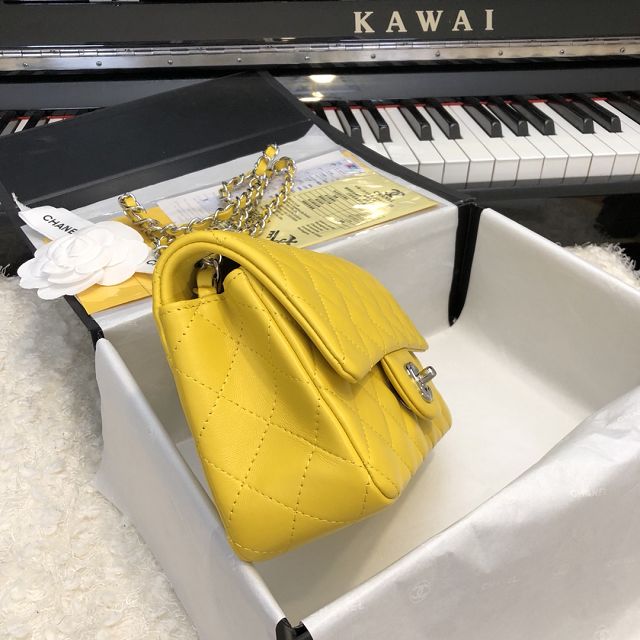 CC original lambskin mini flap bag A69900 yellow