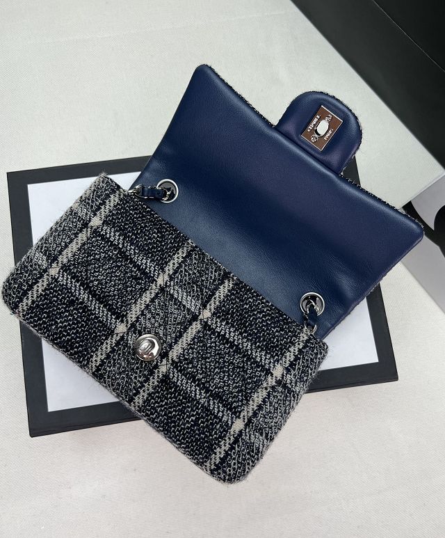 CC original tweed mini flap bag A69900 blue&white