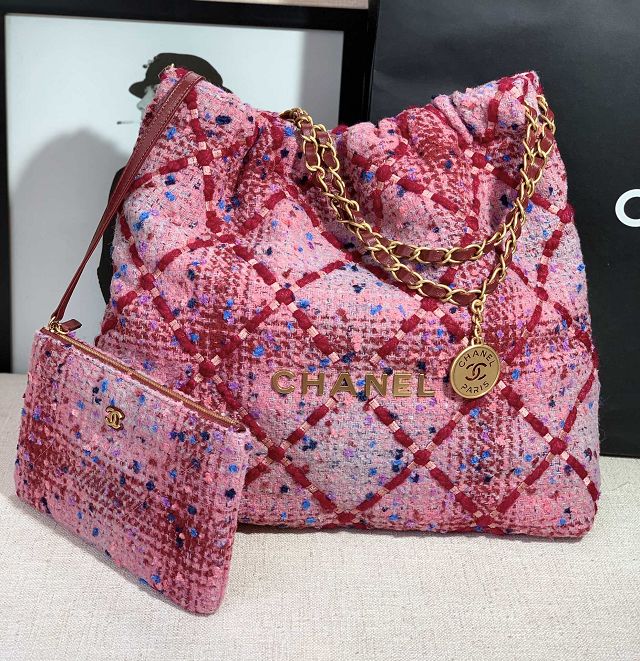 CC original tweed 22 medium handbag AS3261 pink
