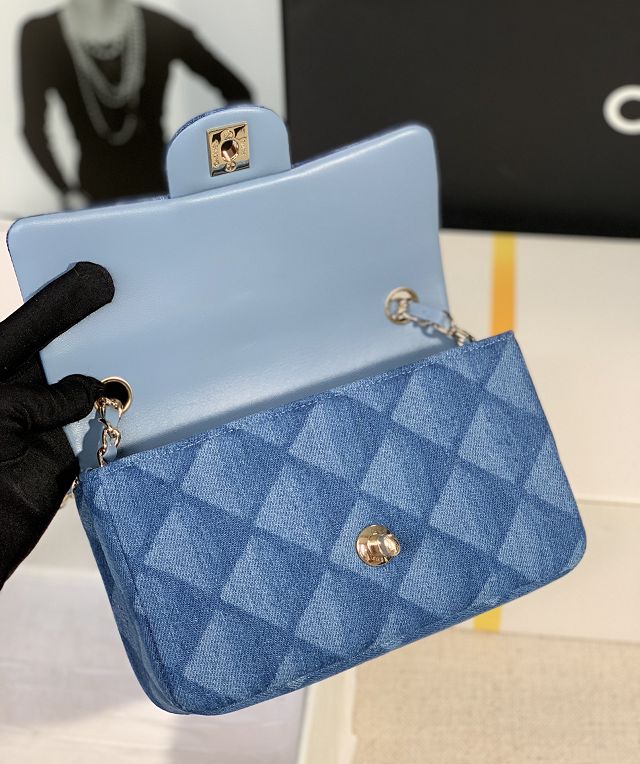 2023 CC original denim mini flap bag A69900 blue