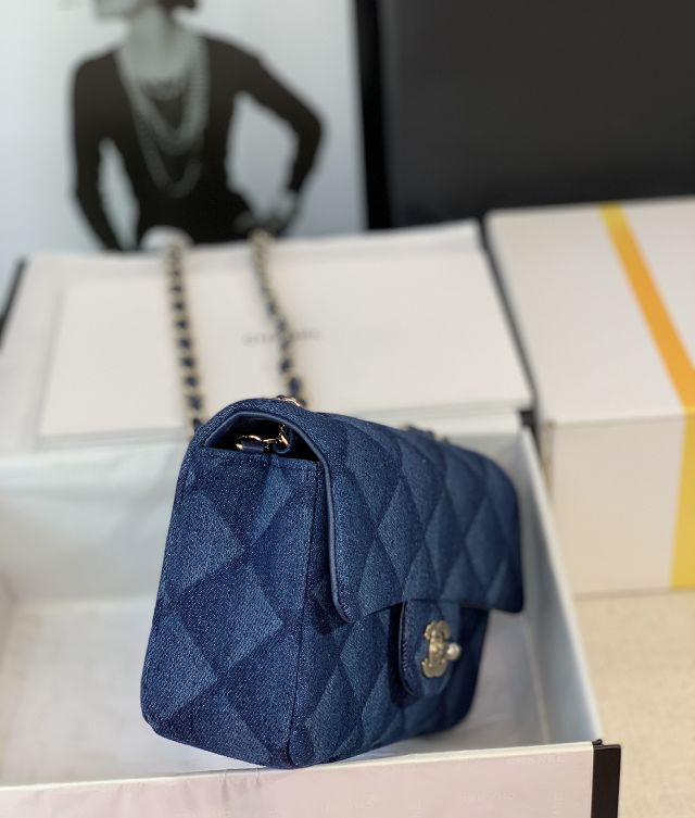 2023 CC original denim mini flap bag A69900 dark blue