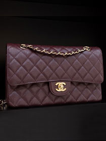 CC handmade grained calfskin medium flap bag HA01112 bordeaux