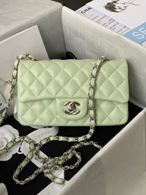 CC original lambskin mini flap bag A69900 light green