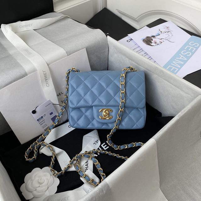 CC original lambskin nano flap bag A35200 blue