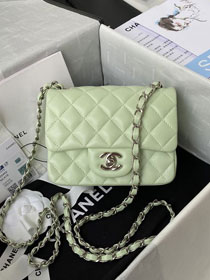 CC original lambskin nano flap bag A35200 light green