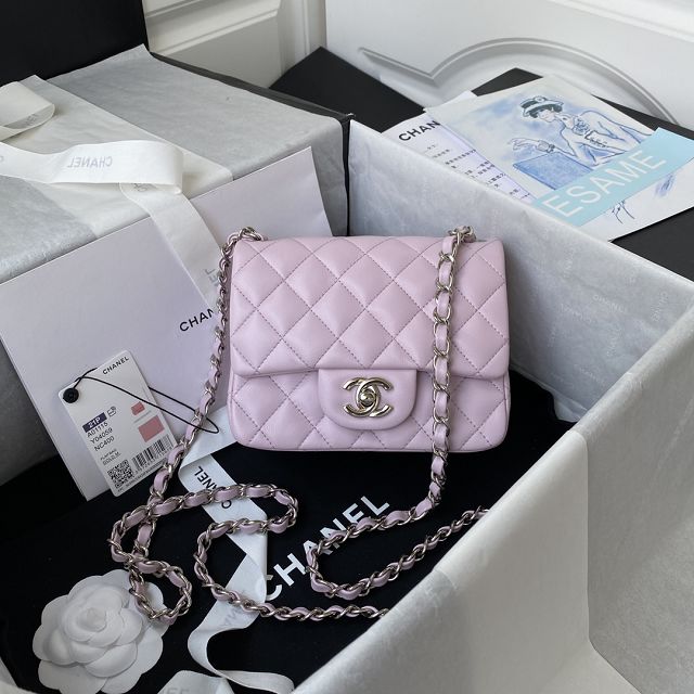 CC original lambskin nano flap bag A35200 light pink