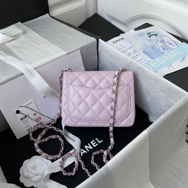 CC original lambskin nano flap bag A35200 light pink