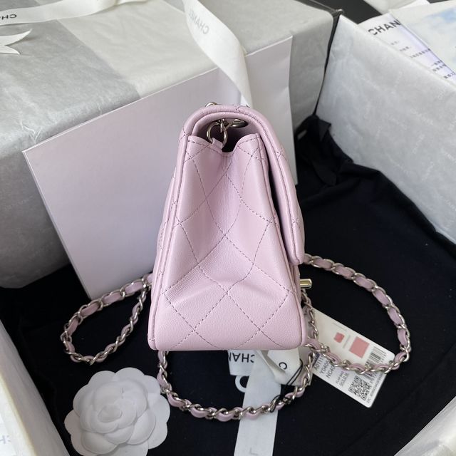 CC original lambskin nano flap bag A35200 light pink