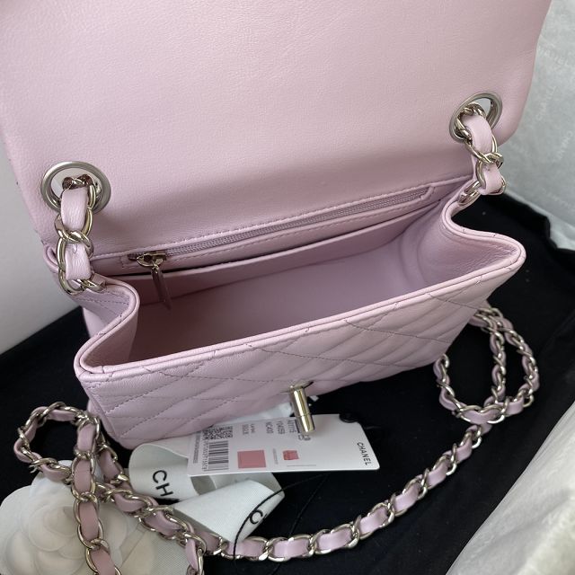 CC original lambskin nano flap bag A35200 light pink